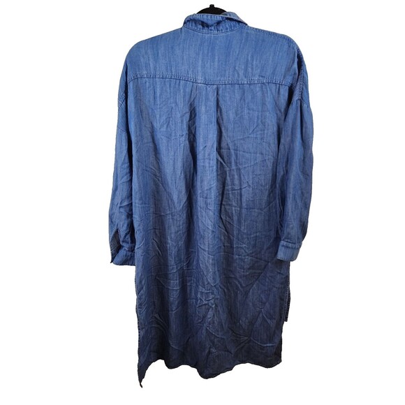 New Lou & Grey Womens S Blue Chambray Linen Blend Button Down Shirt Dress - Picture 7 of 10